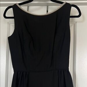 Vintage Black Sleeveless Dress with Beaded Neckline
